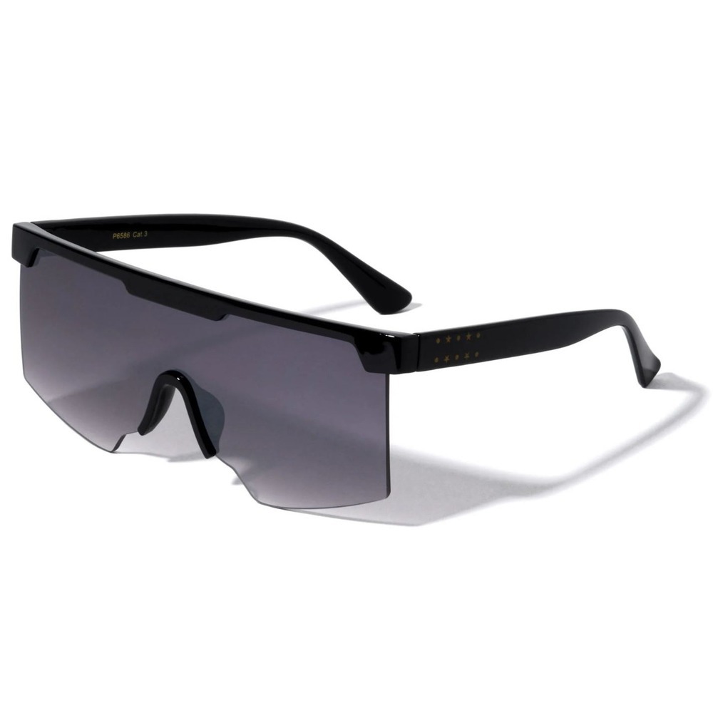 Men Sunglasses Oversized Black Flat Lens Fishing Driving UV400 Protection Gafas